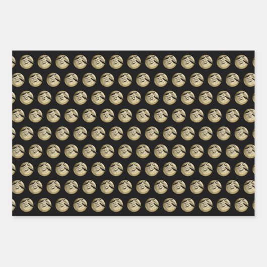 Halloween Oogst Volle Maan en Nachtvlucht Vleermui Inpakpapier Vel (Voorkant 3)