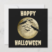Halloween Oogst Volle Maan en Nachtvlucht Vleermui Kaart (Voorkant)
