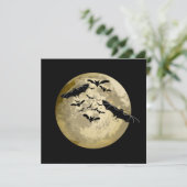 Halloween Oogst Volle Maan en Nachtvlucht Vleermui Kaart (Staand voorkant)