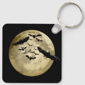 Halloween Oogst Volle Maan en Nachtvlucht Vleermui Sleutelhanger (Achterkant)