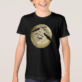 Halloween Oogst Volle Maan en Nachtvlucht Vleermui Tri-Blend Shirt
