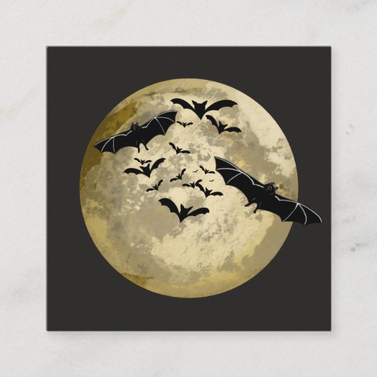 Halloween Oogst Volle Maan en Nachtvlucht Vleermui Vierkante Visitekaartje (Voorkant)