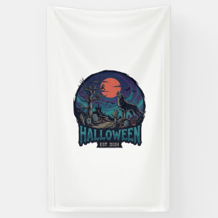 Halloween Oost Huilende Wolf Rode Maan Zombie Hand Spandoek