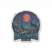 Halloween Oost Huilende Wolf Rode Maan Zombie Hand Sticker (Voorkant)