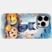 Halloween Oosterse Blauwe Kat Met Pompoenen Grieze Case-Mate iPhone Case (Achterkant (horizontaal))