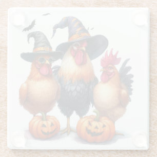 Halloween op het boerderij glazen onderzetter