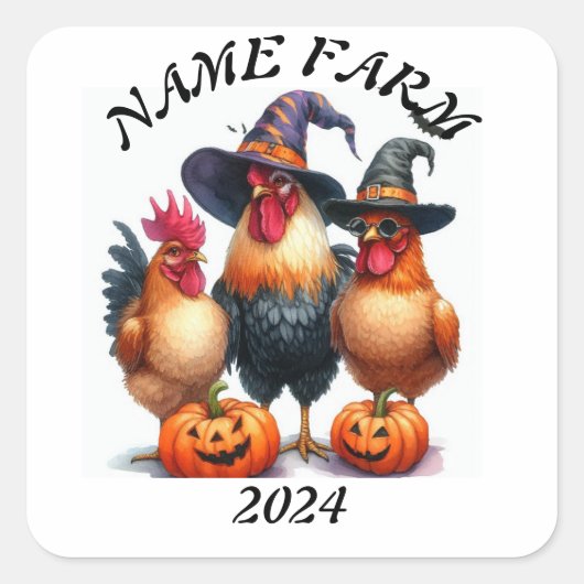 Halloween op het boerderij vierkante sticker (Voorkant)
