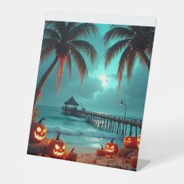 Halloween op het strand van Napels Reclamebord Met Voetstuk