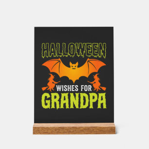 Halloween Opa Vleermuis Heks Wensen Acryl Bord