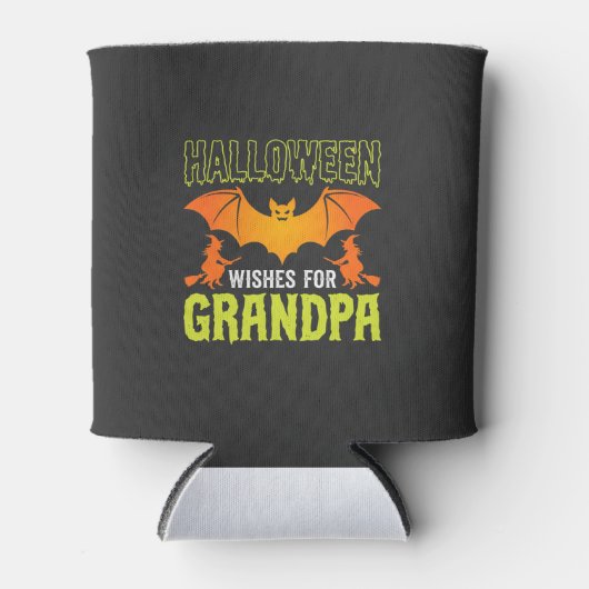 Halloween Opa Vleermuis Heks Wensen Blikjeskoeler (Voorkant)