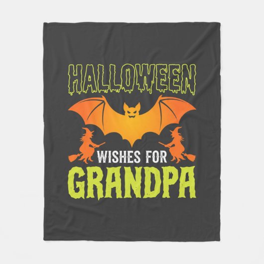 Halloween Opa Vleermuis Heks Wensen Fleece Deken (Voorkant)