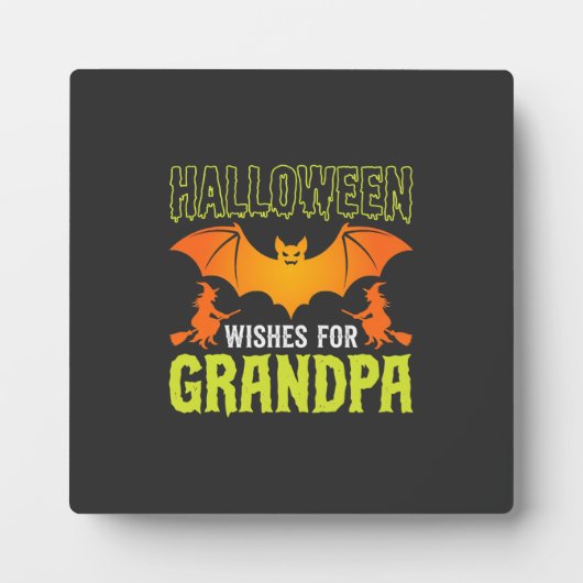 Halloween Opa Vleermuis Heks Wensen Fotoplaat (Voorkant)