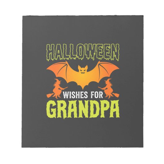 Halloween Opa Vleermuis Heks Wensen Notitieblok (Voorkant)