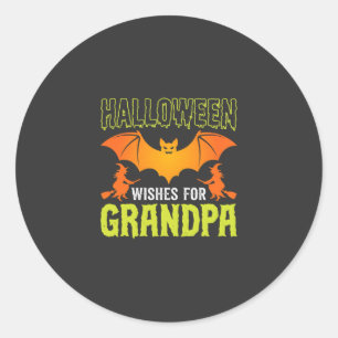 Halloween Opa Vleermuis Heks Wensen Ronde Sticker