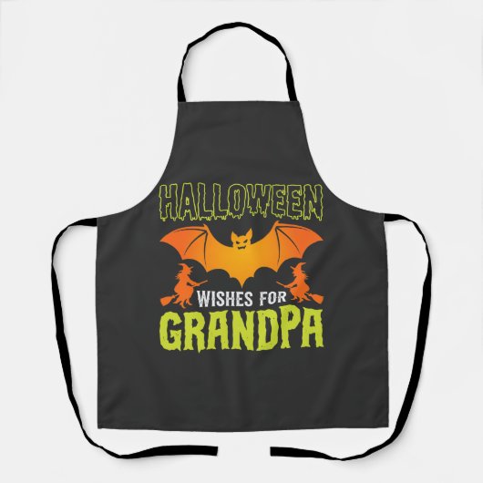 Halloween Opa Vleermuis Heks Wensen Schort (Voorkant)