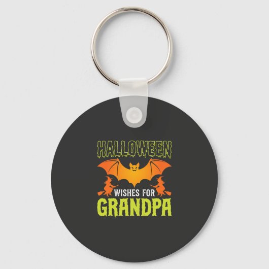 Halloween Opa Vleermuis Heks Wensen Sleutelhanger (Voorkant)