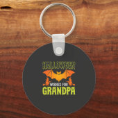 Halloween Opa Vleermuis Heks Wensen Sleutelhanger (Voorkant)