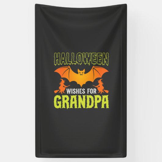 Halloween Opa Vleermuis Heks Wensen Spandoek (Verticaal)