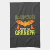 Halloween Opa Vleermuis Heks Wensen Theedoek (Verticaal)
