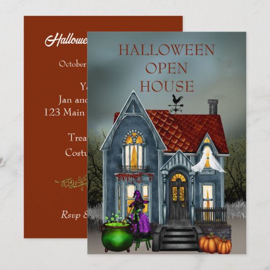 Halloween Open House Uitnodiging (Voorkant / Achterkant)