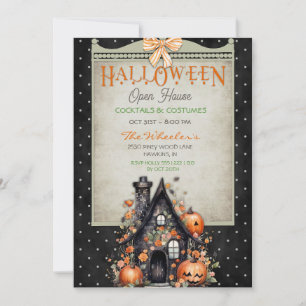 Halloween Open Huis Griezelige Herfst Pompoenen Kaart