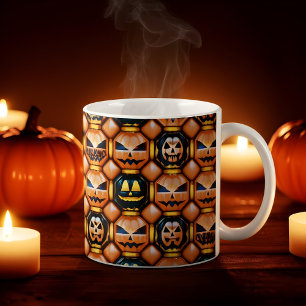 Halloween Opgeblazen Puff Pompoen Gezicht Ontwerp Magische Mok