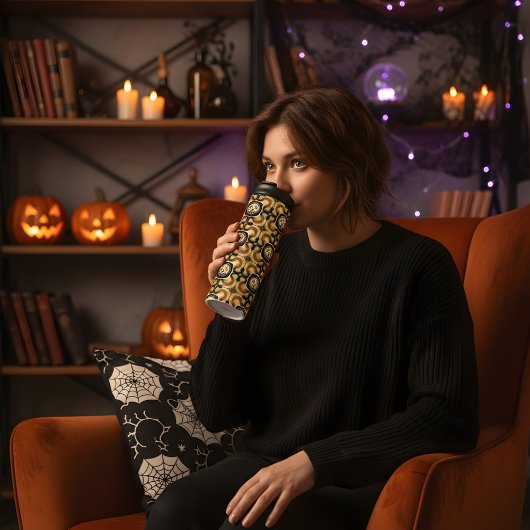 Halloween Opgeblazen Puff Pompoen Gezicht Ontwerp Thermosbeker