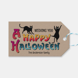  Halloween Opgewonden zwarte katten CC1287 Cadeaulabel