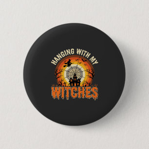 Halloween ophangen met mijn heksen spookhuis ronde button 5,7 cm