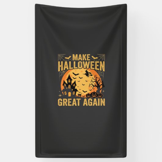 Halloween opnieuw geweldig spokenhuis pompoen spandoek (Verticaal)