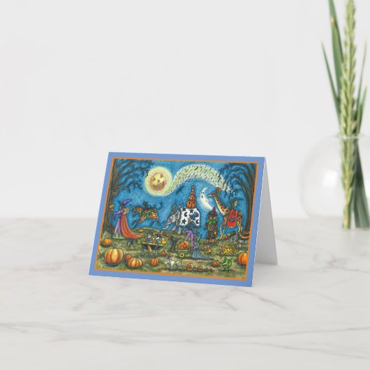HALLOWEEN OPTOCHT Heks Giraffe Zebra Skelly BLANK Feestdagen Kaart (Voorkant)