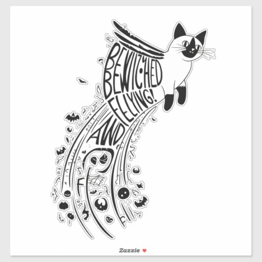 Halloween-optocht: Siamese kat in de vlucht Sticker (Vel)