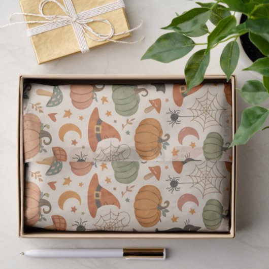 Halloween Orange and Green Pattern Tissuepapier (Geschenk)