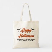 Halloween Orange Black Bats Trick Or Treat Tote Bag (Achterkant)