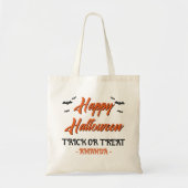 Halloween Orange Black Bats Trick Or Treat Tote Bag (Voorkant)