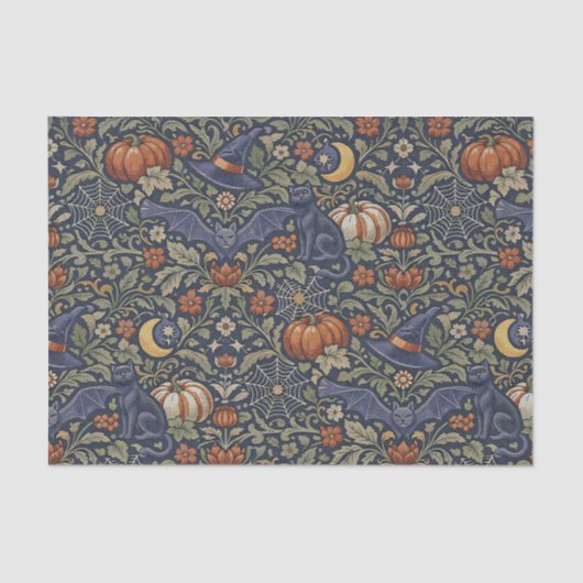 Halloween Orange Black Cats Bats Tissuepapier (Voorkant)