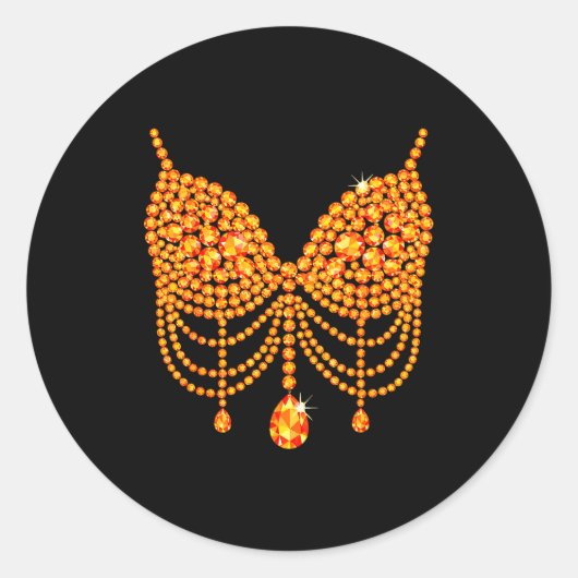 Halloween Orange Bra Design Costume Show Girls  Ronde Sticker (Voorkant)