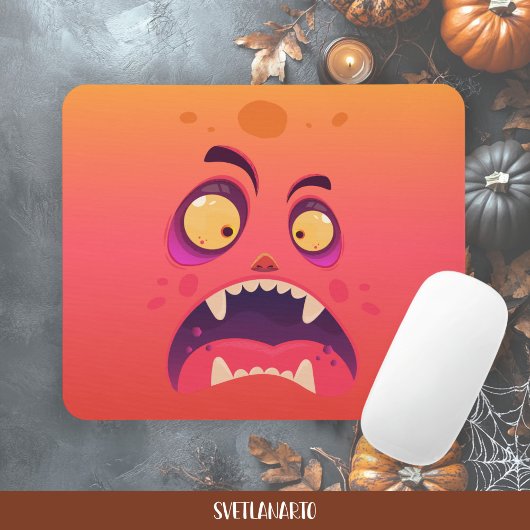 Halloween Orange Shocked Monster Mousepad Muismat