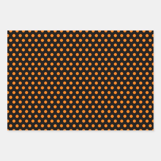 Halloween Oranje Black Bat & Polka Dot Kind Party Inpakpapier Vel (Voorkant 3)
