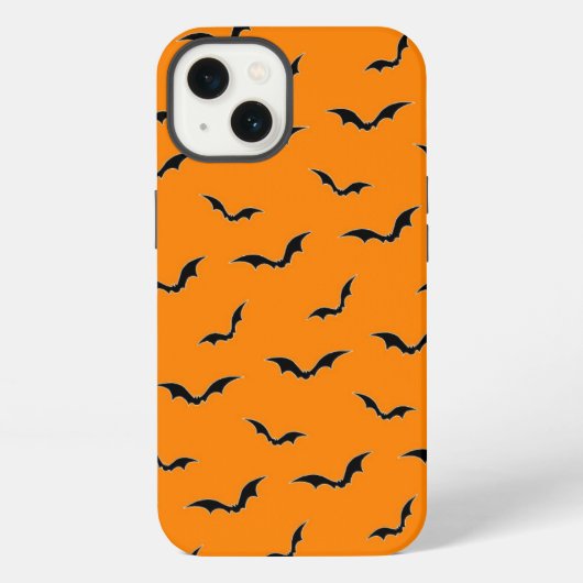 Halloween Oranje & Black Bats Flying Pattern iPhone Hoesje (Achterkant)