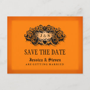 Halloween Oranje & Black Bold Save the Date Aankondigingskaart