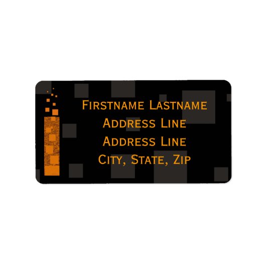 Halloween Oranje Black Grey Squares Fire Torch Art Etiket (Voorkant)