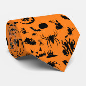 Halloween Oranje Black Pattern Stropdas (Opgerold)