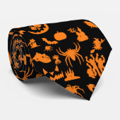 Halloween Oranje Black Pattern Stropdas (Opgerold)