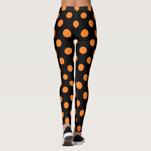 Halloween Oranje Black Polka Dot Leggings (Achterkant)