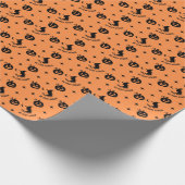 Halloween Oranje Black Spooky Pumpkin Witch Cadeaupapier (Hoek)