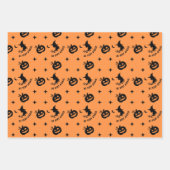 Halloween Oranje Black Spooky Pumpkin Witch Inpakpapier Vel (Voorkant 3)