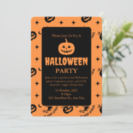 Halloween Oranje Black Spooky Pumpkin Witch Kaart