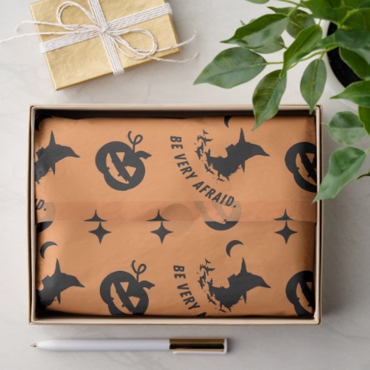 Halloween Oranje Black Spooky Pumpkin Witch Tissuepapier (Geschenk)