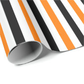 Halloween Oranje Black White Stripes Pattern Gift Cadeaupapier (Rol Hoek)